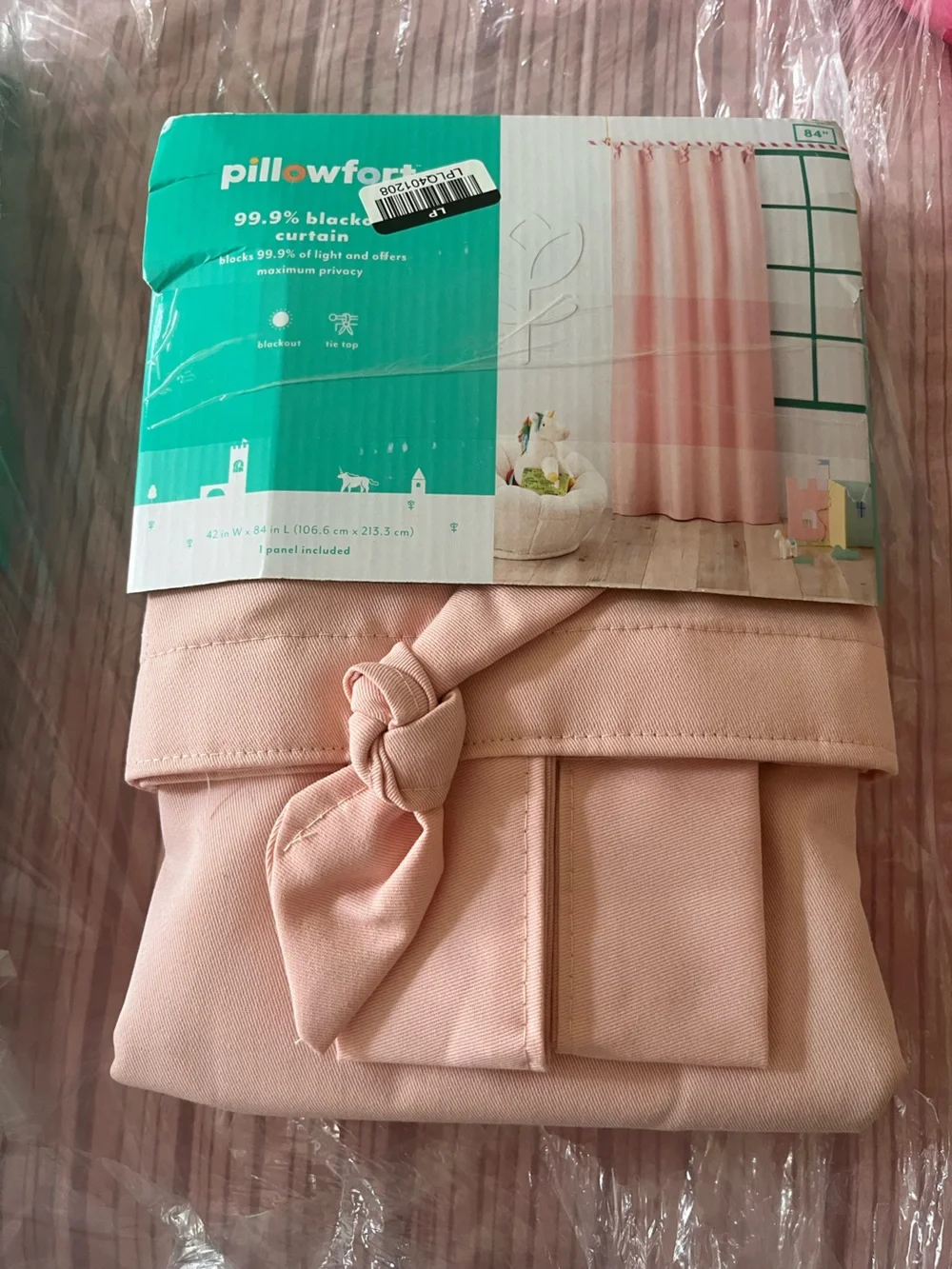 3 panels- Pillowfort Pale Pink Knot-Detail Blackout Curtain Panel